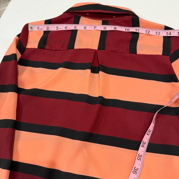 Alice Blue Stitch Fix Blouse Long Sleeve with Tabs Multicolor Stripes Women’s M - Picture 8 of 12